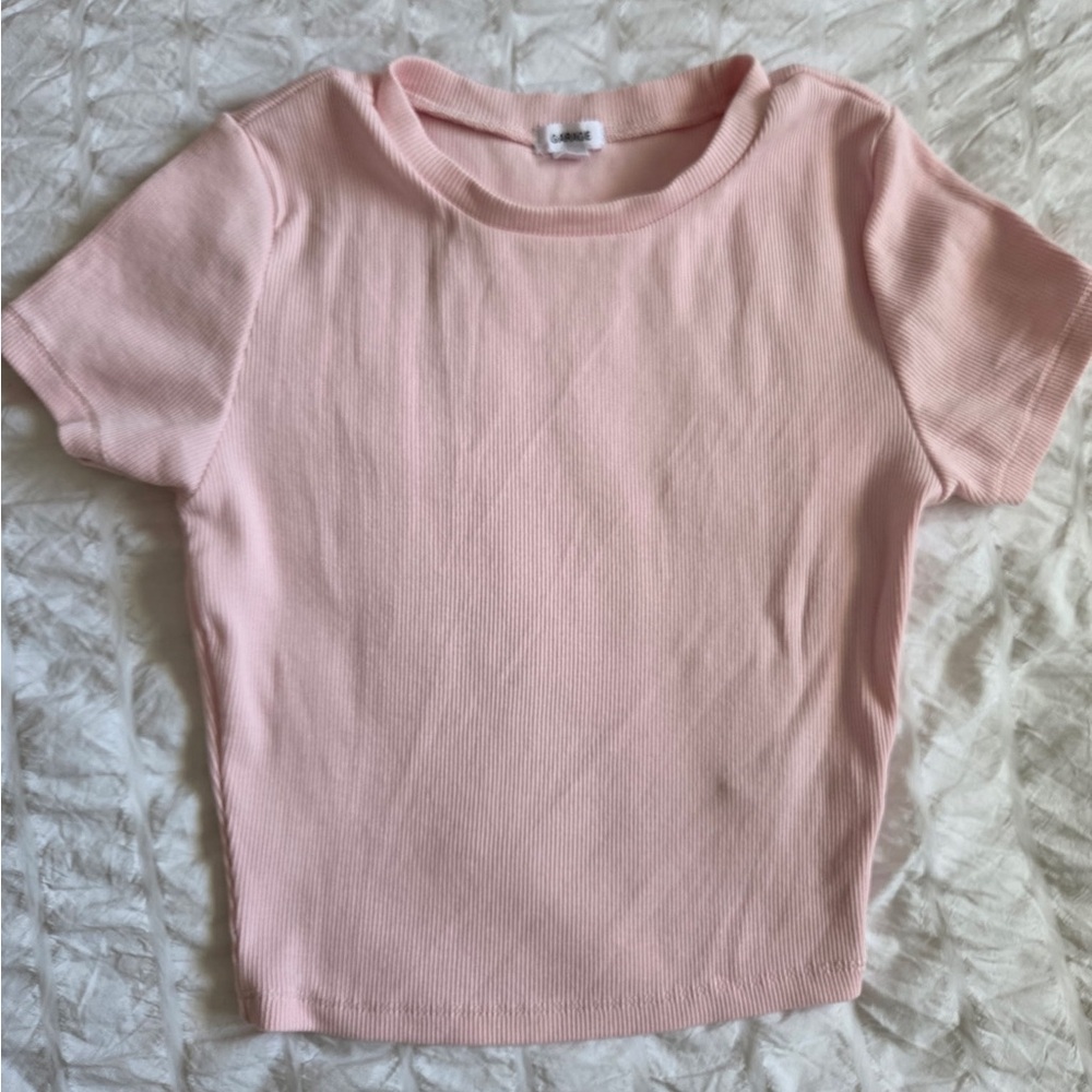 Garage SuperSoft Crewneck Cropped Pink T-Shirt - XS